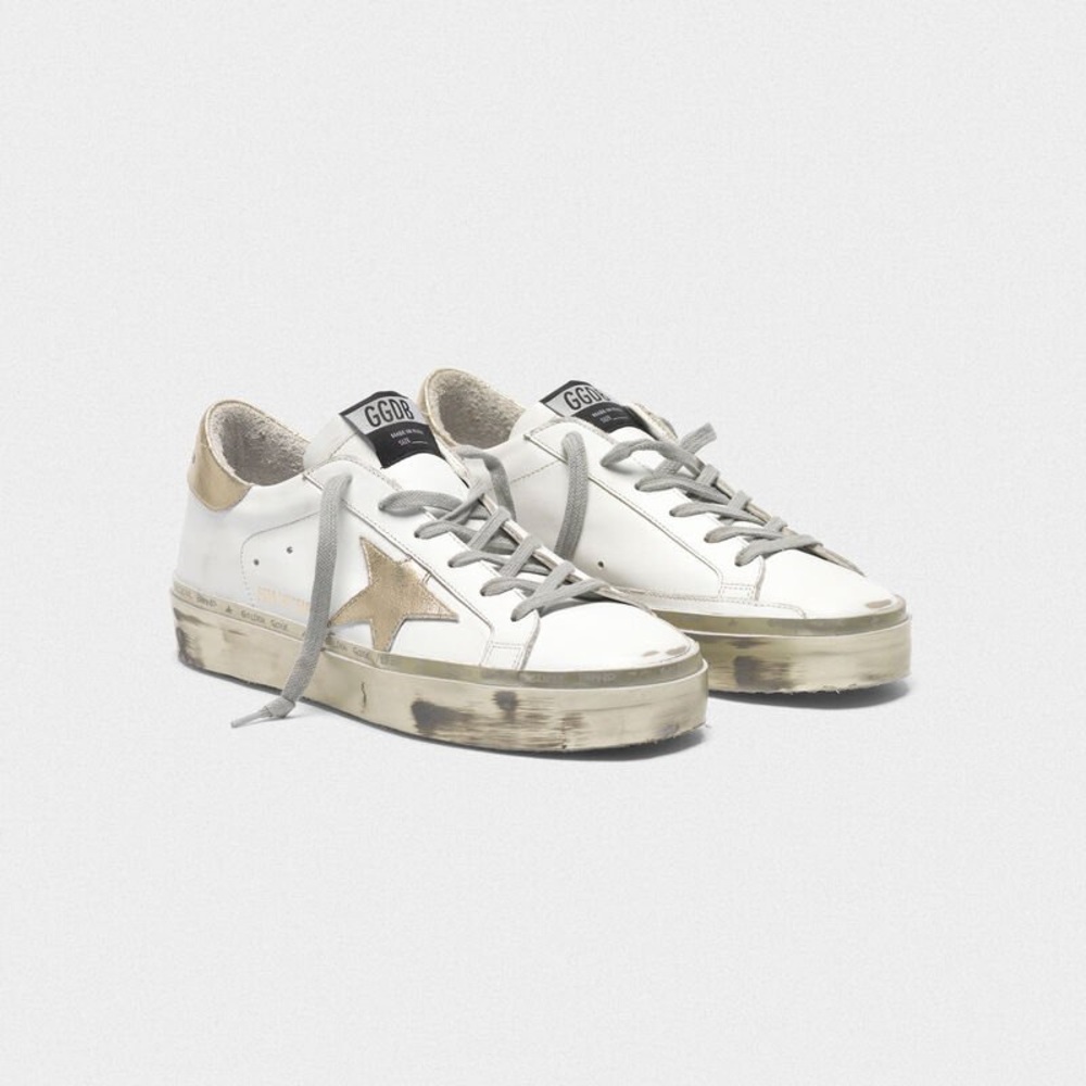 Golden Goose Hi Star White/Gold Sneakers